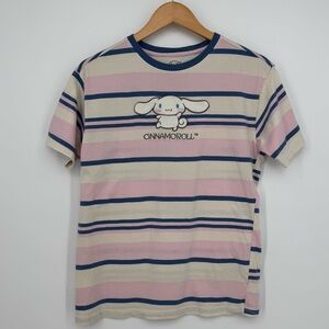 Cinnamoroll Embroidered Short Sleeve Striped‎ T-Shirt Size Sanrio Kawaii Sanrio